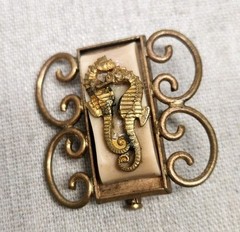Antique Jean Painleve Seahorse Brooch Pin Signed