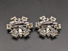 Vintage Francois Rhinestone Earrings MCM Starburst Flower Screw Back Clip Coro