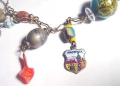 OOAK Sterling/Enamel/Gemstone MIXED MEDIA MULTI CHARM NECKLACE Gold Filled Chain