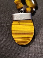 Beautiful Tiger Eye Stone Necklace 24 Inch sterling silver trim