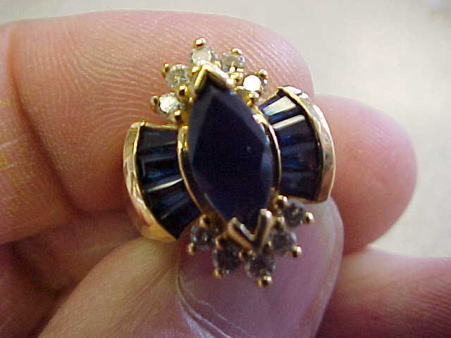 Nice Blue Sapphire & Diamond Ring size 4 Make Offer