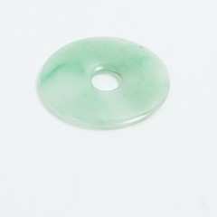 VTG Moss In Snow Variegated Jadeite Donut Pendant ~24mm diam, ~2.53g, no bale