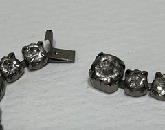 VTG Art Deco Clear Rhinestone Choker Necklace in Silver Tone Prong Settings