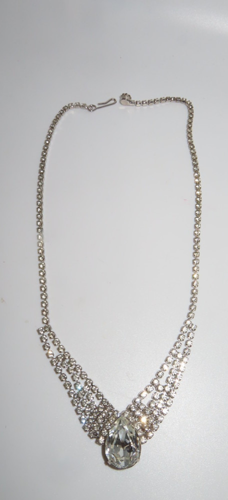 Vintage Signed Eisenberg Ice Crystal Rhinestone Necklace 16″