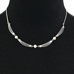 VAN DELL vintage necklace – sterling silver & cultured pearl choker 16″ delicate