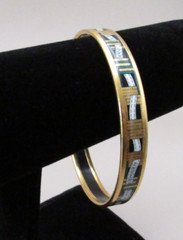 Vintage Hermes Paris Gold Enamel Bangle Bracelet with Box – Size 66 (KB-14)
