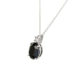 Peter Suchy 3.51 Carat Oval Sapphire Diamond White Gold Pendant Necklace