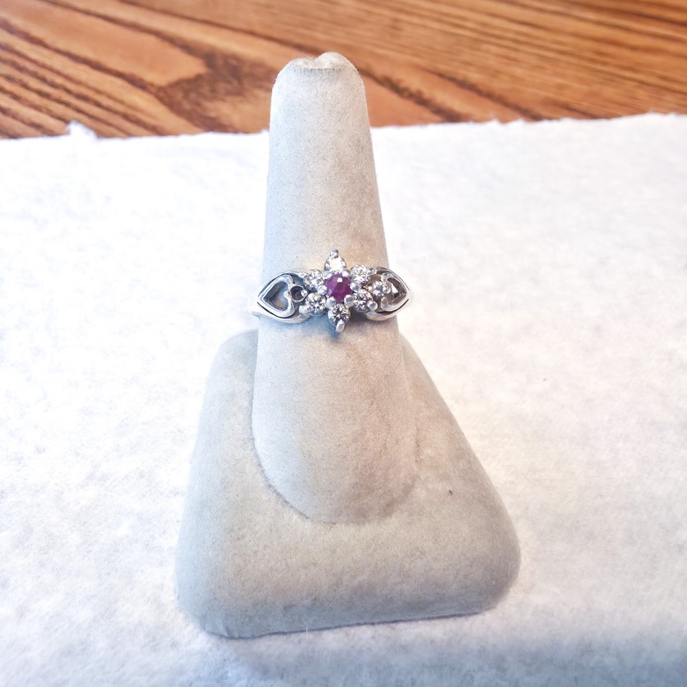 Avon RJ Graziano 925 Sterling Silver Vintage Real Ruby & C Z Ring Size 7