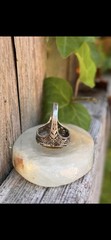 Citrine Checkerboard Sterling Silver Ring Antique Vintage Size 4.25 Nice !!!