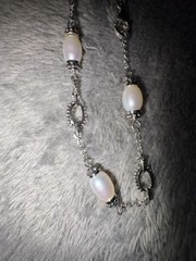 sterling silver necklace vintage 925 With Pearls.