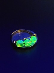 Uranium AB faceted green glass beads hand wired beautiful copper ring size 7
