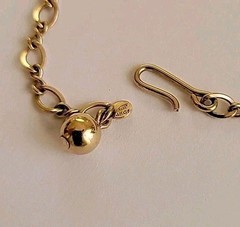 Wells Four Bead Gold Necklace 15″ 14K GF Mid Century Choker or Childs Adj J Hook