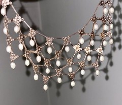Antique Art Deco Open Sterling flowers teardrop pearls 1920s one of a kind