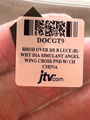 Sterling Silver new! JTV Cubic Zirconia Angel Wings Cross Pendant Necklace 18”