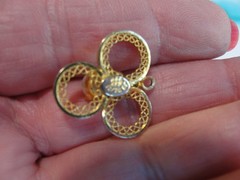 Vintage Gold Trefoil Opal Pendant 12KGF MCM Delicate Filigree Signed JJJ 12/20GF