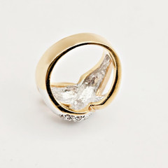 Vintage Gold Plated CZ X Cocktail Ring Size 8 Two Tone Statement Ring