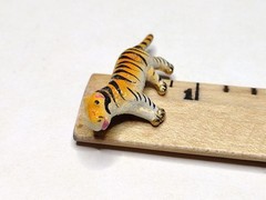 Small Vtg Sugared Enamel on Metal Tiger Brooch Kitschy Cat Pin RARE HTF
