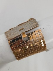 NOIR 1980s Gold Plated Wide Mesh Metal bracelet size 7 (read)