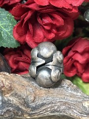 56. Vintage MEXICO Silver Los Cocos Two Balls Old School Ring 5.8g, 5.25s