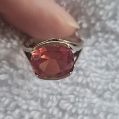 Vintage Mid-Century 14K Vivid Reddish-Orange Sapphire, Approx. 6.00 Carats