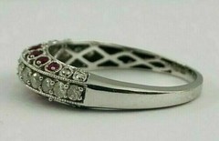 Art Deco 3.50 Ct Diamond & Ruby Antique Vintage Wedding Ring 925 Sterling Silver