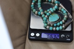Heavy Turquoise and Silver Beaded Pendant Necklace Sterling Silver