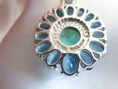 Sterling Silver 925 Turquoise London Blue Topaz NF Pendant 28″ Rolo Necklace