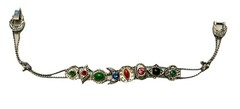 VTG Victorian Revival Slider Charm Bracelet Silvertone Rhinestones Enamel 7 1/4″