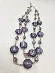 M&S Marks & Spencer Purple Glass Bead Double Strand Statement Necklace