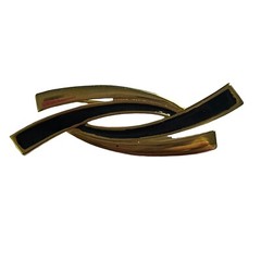 Monet Signed Modernist Lot Of 2 Brooches Pins Gold Tone Black Enamel