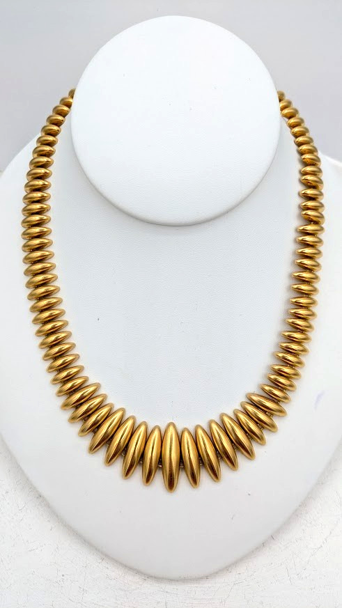 Vintage MONET Necklace Gold Tone Collar Statement Graduated Bead