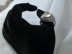 Sterling Silver 925 Moonstone Amethyst Ring Ornate Sz 9.75