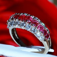 14k yellow gold 1.50ct natural diamond size 6.75 ring ruby band heated 4.95gr