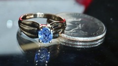 14k yellow gold 0.60ct tanzanite solitaire size 6 ring heated vintage 3.30gr