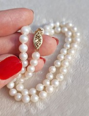 Vintage 14k Yellow Gold White Pearl Beaded Necklace 18″ – 16.1g