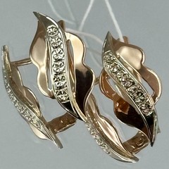 Vintage Original Rose & White Gold Cubic Zirconia Earrings 583 14K 2.47 g.