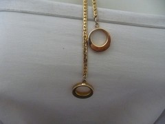 GOLD TONE SLIDE CHAIN W DANGLE GOLD TONE CIRCLES NECKLACE #32/11