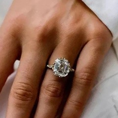 3.50 Ct Lab Created Asscher Diamond Art Deco Style Engagement 14K Gold FN Ring