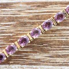 VINTAGE PURPLE STERLING SILVER 925 TENNIS BRACELET 7.25″ STACK GOLD PLATED