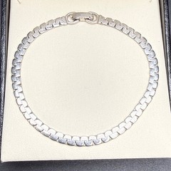 Vintage Monet Silver Tone Brick Tile Link Bracelet Fold Over Clasp Minimalist