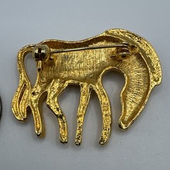 Vintage Gold-Tone Zebra Brooch Pin With Textured Design & Secure Clasp
