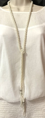 Vintage Strand Clustered Faux Pearls Beaded 57″ Lariat Necklace