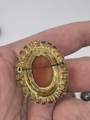 9 Piece Vintage Cameo Lot. Trinket Box, Florenza Brooch/pendant, W Germany