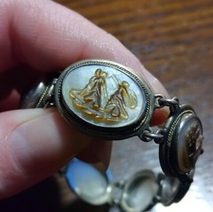 Roman ‘Days Of The Week’ Carved Shell Cameo Bracelet 800 Silver See Pics/Desc