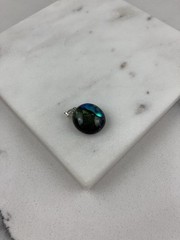 Vintage 925 Sterling Silver Blue Green Dichroic Glass Beaded Pendant