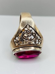 Vintage Silver 875 Soviet Ring Corundum Women’s Jewelry