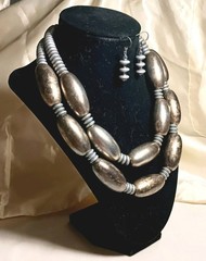 Vintage Bold Signed Les Bernard Necklace 14.5” & Earrings SET**RESTORED-