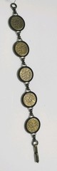 Vintage Mercury Dime 5 Coin Bracelet 90% Silver Encased In Brass 1926 to 1943