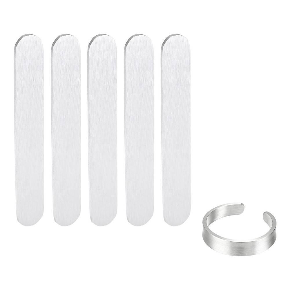 5 Pcs Aluminum Ring Blanks 5/16″ x 2.1″ Engraving Stamping Ring Blanks, Silver