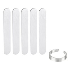 5 Pcs Aluminum Ring Blanks 5/16″ x 2.1″ Engraving Stamping Ring Blanks, Silver